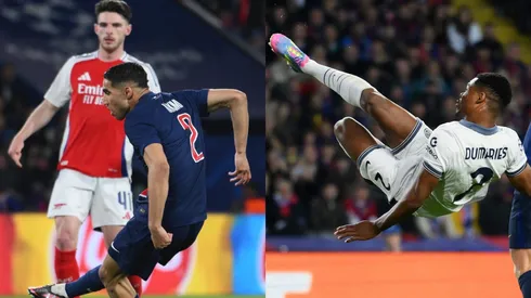 Na temporada 2024/25 da Champions League, Achraf Hakimi e Denzel Dumfries destacaram-se como laterais completos, contribuindo tanto na defesa quanto no ataque. (Foto: David Ramos/Getty Images)