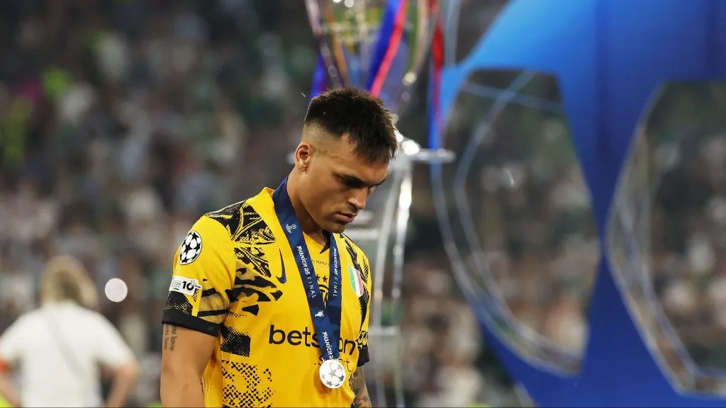 Lautaro Martínez após derrota da Inter na final da Champions League. Foto: Carl Recine/Getty Images