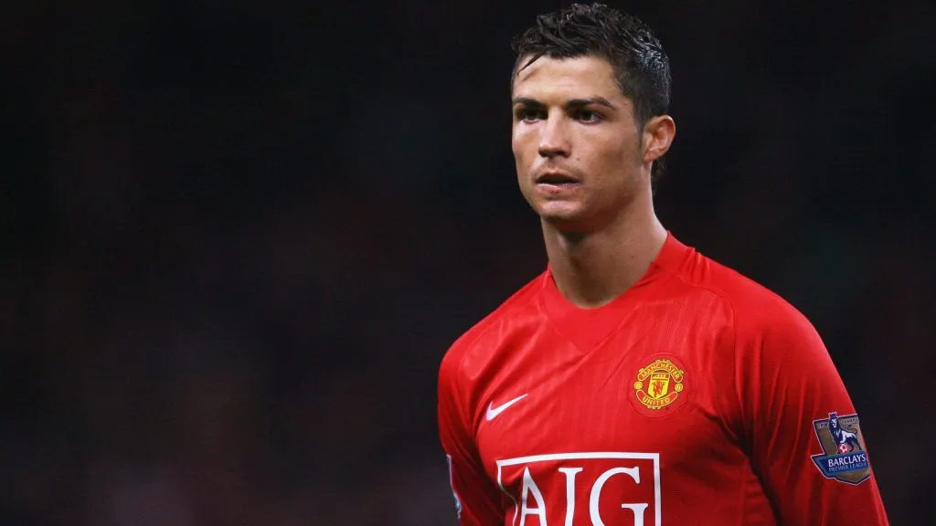 Cristiano Ronaldo na sua primeira passagem pelo Manchester United. Foto: Alex Livesey/Getty Images