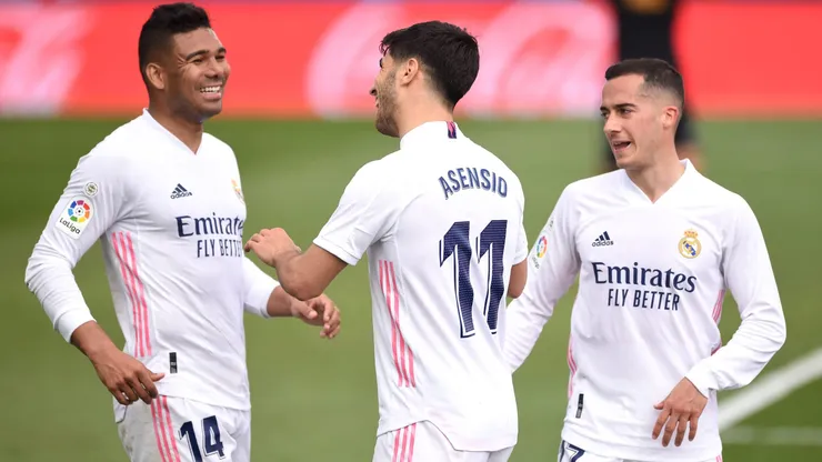 Casemiro, Marco Asensio e Lucas Vázquez no Real Madrid. Foto: Denis Doyle
