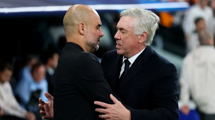 Pep Guardiola e Carlo Ancelotti em partida pela Champions League