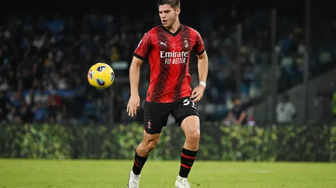 Marco Pellegrino no único jogo que disputou pelo Milan. Foto: Francesco Pecoraro/Getty Images