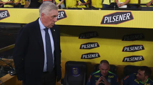 Ancelotti inicia seu ciclo na Seleção com 58 % de aproveitamento, defesa sólida, teste de 53 atletas e jovens como Estêvão ganhando espaço rumo à Copa de 2026. (Foto de Franklin Jacome/Getty Images)