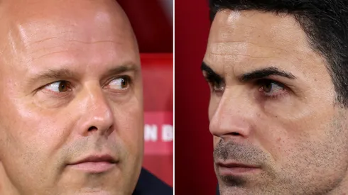 Arne Slot, técnico do Liverpool e Arteta, técnico do Arsenal. Foto: Maja Hitij/Julian Finney