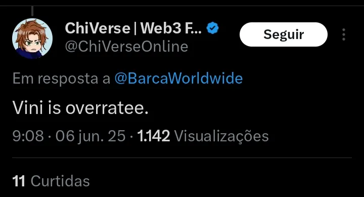 Internautas gringo chama Vini de superestimado no X.