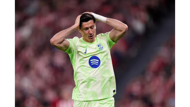 Lewandowski em jogo do Barcelona. Foto: Juan Manuel Serrano Arce