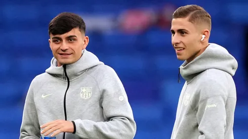 Fermín López e Pedri antes de jogo