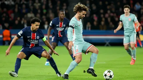 Marquinhos e Griezmann em PSG x Atlético de Madrid. Foto: Reprodução / Internet