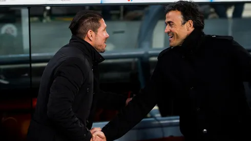 Diego Simeone e Luis Enrique juntos antes de jogo