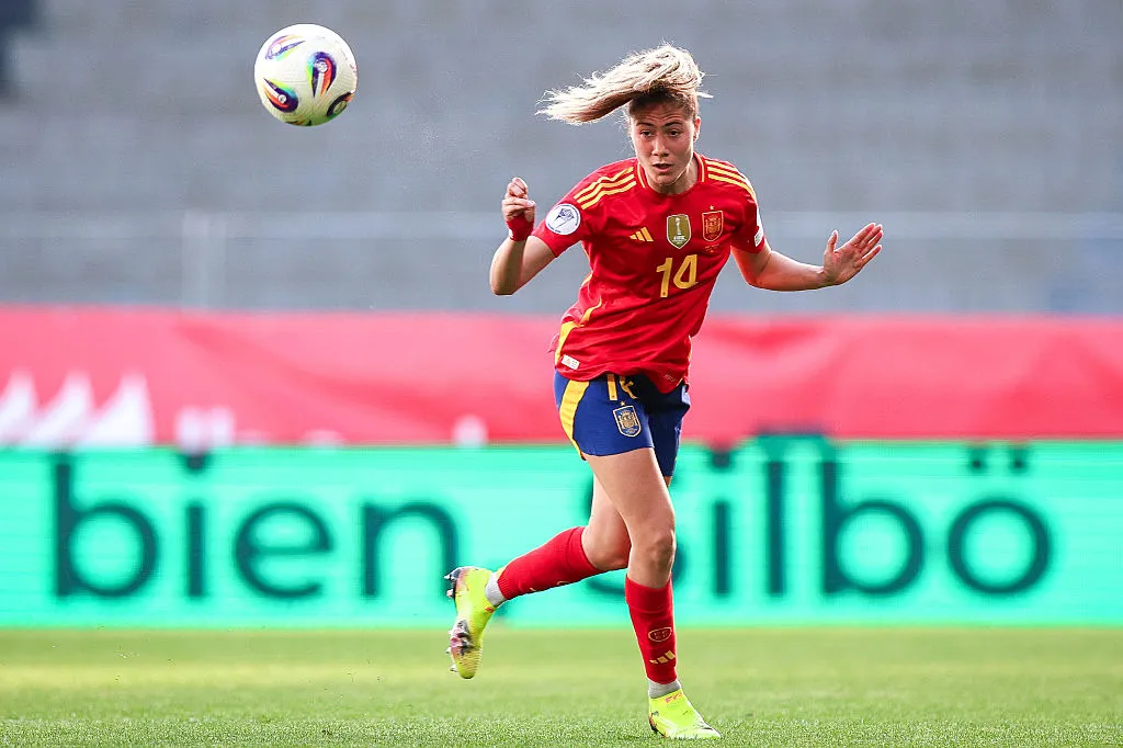 Laia Aleixandri durante partida da Espanha (Photo by Diogo Cardoso/Getty Images)