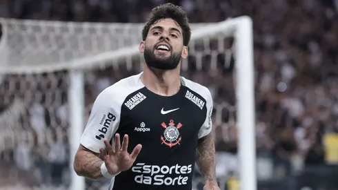Yuri Alberto jogador do Corinthians comemora seu gol durante partida contra o Santos