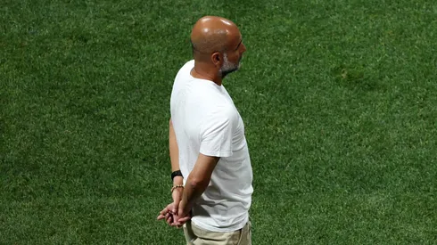 ATLANTA, GEORGIA - JUNE 22: Pep Guardiola, Head Coach of Manchester City, looks on during the FIFA Club World Cup 2025 group G match between Manchester City FC and Al Ain FC at Mercedes-Benz Stadium on June 22, 2025 in Atlanta, Georgia. (Photo by Kevin C. Cox/Getty Images)