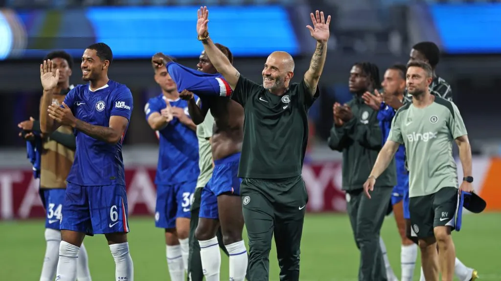 Maresca comemorando a classificação do Chelsea. Foto: Buda Mendes/Getty Images