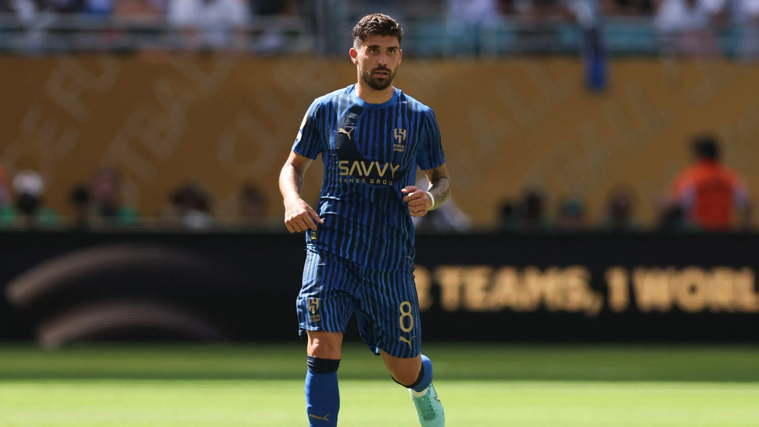Ruben Neves em jogo contra o Real Madrid no Mundial de Clubes.  Manchester United mira contratação do jogador. Foto: Megan Briggs/Getty Images