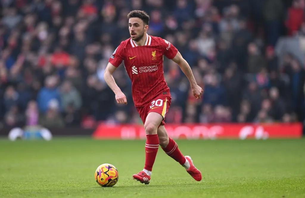 Diogo Jota em jogo do Liverpool. Foto: Stu Forster/Getty Images
