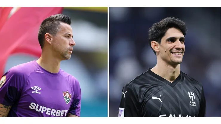 Fábio (Photo by Megan Briggs/Getty Images) e Bono (Photo by Abdullah Ahmed/Getty Images) farão o duelo de goleiros importantes até aqui em Fluminense x Al-Hilal