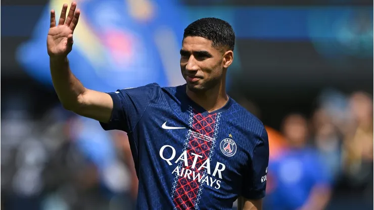 Na goleada histórica do PSG sobre o Real Madrid, Achraf Hakimi foi um dos grandes nomes da partida. (Photo by David Ramos/Getty Images)