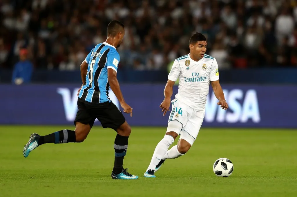 Casemiro x Grêmio. (Photo by Francois Nel/Getty Images)