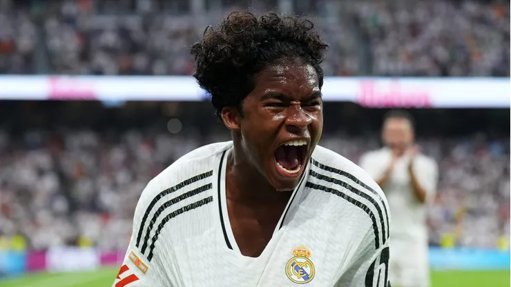 Endrick comemora gol pelo Real Madrid (Photo by Angel Martinez/Getty Images)