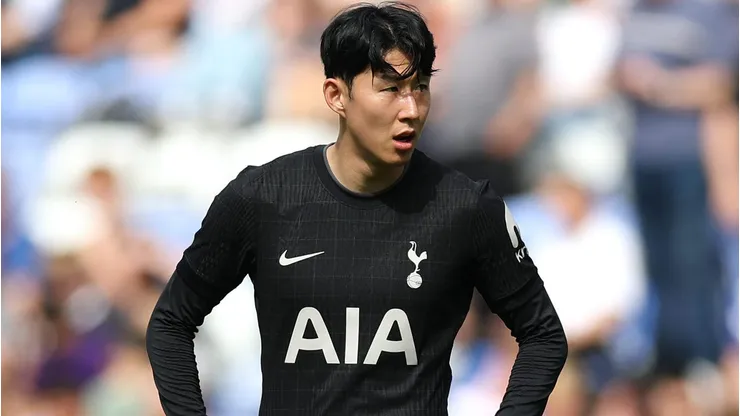 READING, ENGLAND - JULY 19: Heung-Min Son of Tottenham Hotspur reacts during the pre-season friendly match between Reading and Tottenham Hotspur at Select Car Leasing Stadium on July 19, 2025 in Reading, England. (Photo by Ryan Pierse/Getty Images)