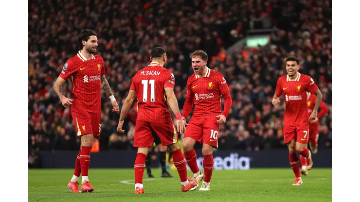 Elenco do Liverpool se prepara para estreia em casa na Premier League 2025/26. Foto: Carl Recine/Getty Images