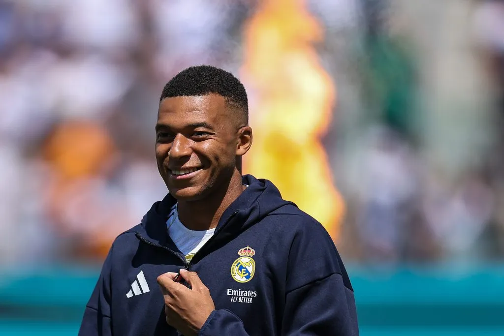 Mbappé, do Real Madrid, é avaliado em R$1,1 bilhão na cotação atual e já teve quedas e ascensões em seus valores de mercado. (Photo by Buda Mendes/Getty Images)