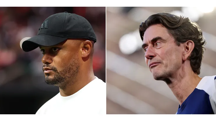 Kompany, treinador do Bayern de Munique (Foto: Buda Mendes/Getty Images) | Thomas Frank, treinador do Tottenham (Foto: Jasmin Walter/Getty Images)