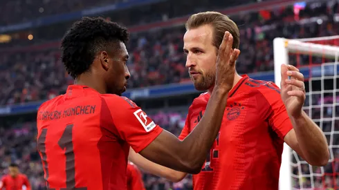Kingsley Coman e Harry Kane comemorando gol (Foto: Alexander Hassenstein/Getty Images)
