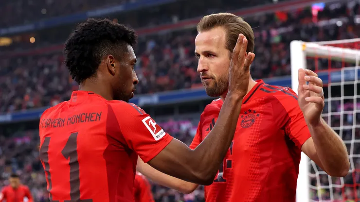 Kingsley Coman e Harry Kane comemorando gol (Foto: Alexander Hassenstein/Getty Images)