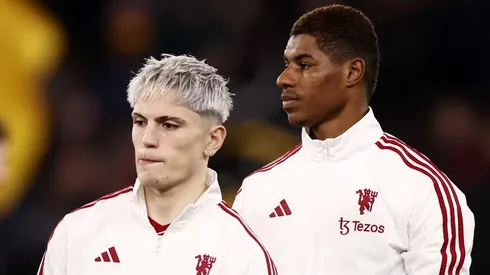 Garnacho e Rashford, pelo Manchester United. O segundo está emprestado ao Barcelona. (Foto: Naomi Baker/Getty Images)