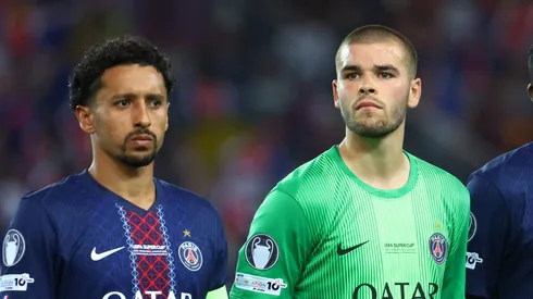 PSG é campeão da Supercopa e Marquinhos comenta estreia de Lucas Chevalier: "Tem que aprender...". (Photo by Francesco Scaccianoce/Getty Images)