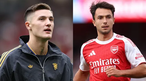Manchester United x Arsenal: Benjamin Sesko e Martín Zubimendi são os reforços mais caros de cada clube. (Photos by Justin Setterfield and Matt McNulty/Getty Images)
