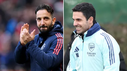Ruben Amorim e Mikel Arteta. Fotos: Matt McNulty e Harry Murphy/Getty Images