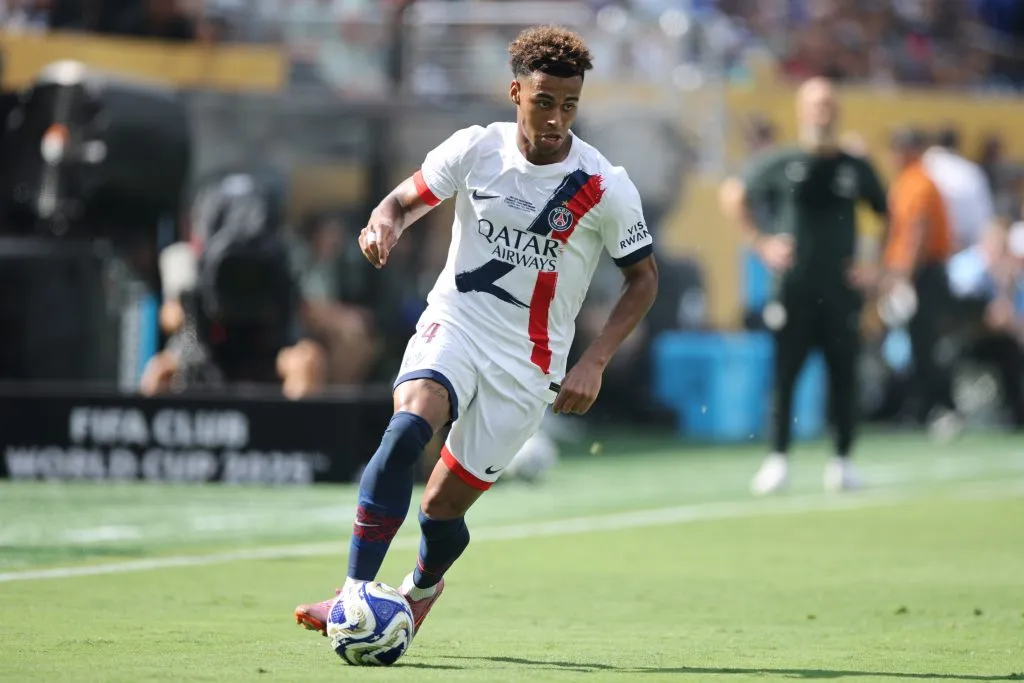 Doué em ação pelo PSG. (Photo by Alex Grimm/Getty Images)