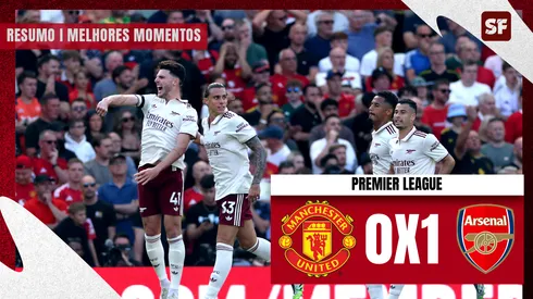 Elenco do Arsenal comemora gol de Calafiori contra o Manchester United (Foto: Stu Forster/Getty Images)