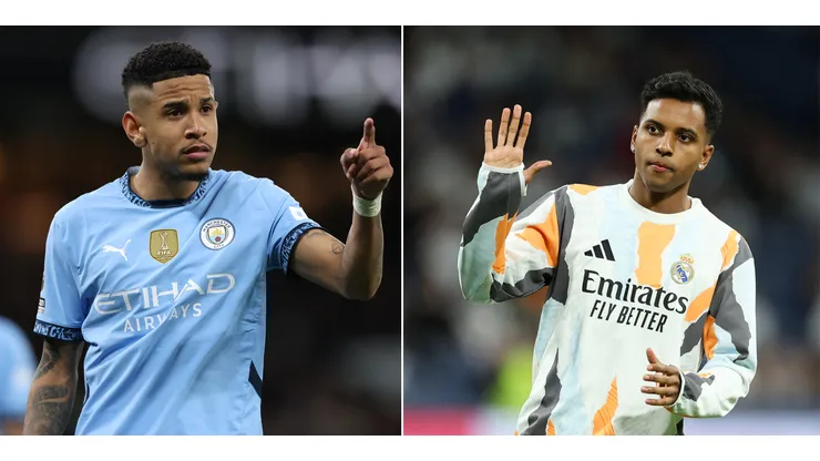 Savinho, do Manchester City Michael Steele/Getty Images | Rodryo, do Real Madrid. Foto: Florencia Tan Jun/Getty Images