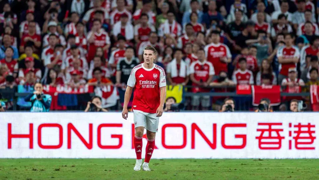 Viktor Gyokeres em campo pelo Arsenal. Foto: &nbsp;Yu Chun Christopher Wong/Eurasia Sport Images/Getty Images