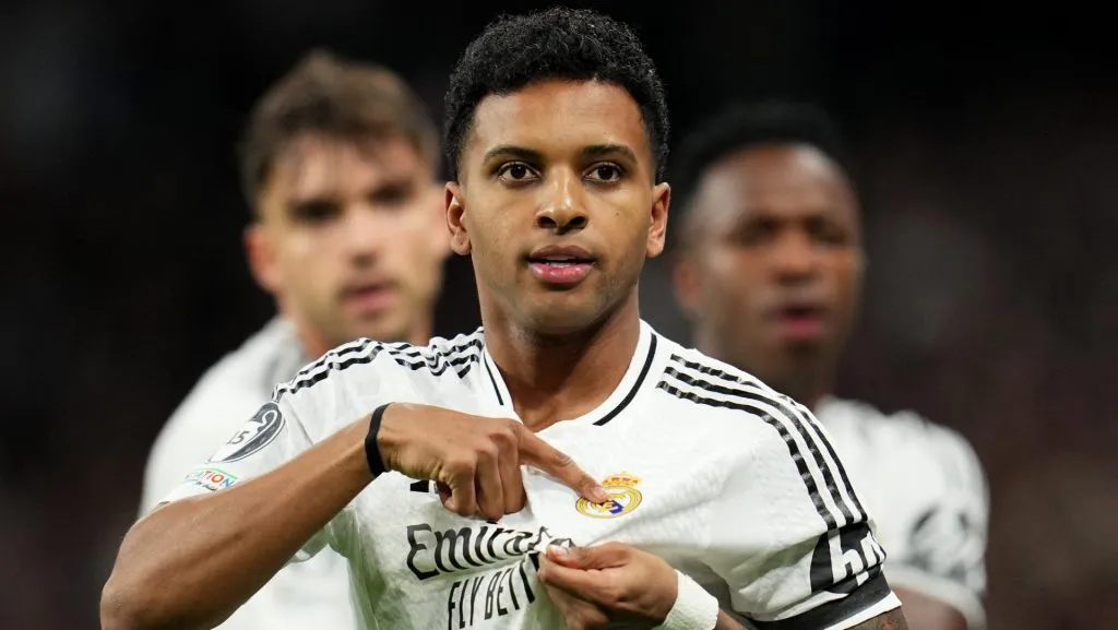 Rodrygo em ação com o Real Madrid (Photo by Aitor Alcalde/Getty Images)