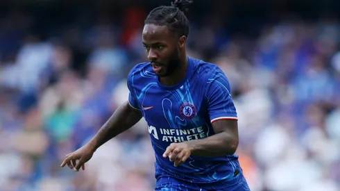 LONDON, ENGLAND - AUGUST 11: Raheem Sterling of Chelsea in action during the pre-season friendly match between Chelsea and FC Internazionale at Stamford Bridge on August 11, 2024 in London, England. (Photo by Eddie Keogh/Getty Images)