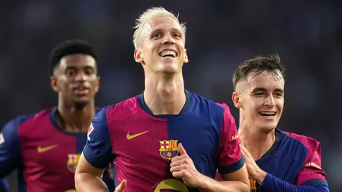 Dani Olmo e Marc Casadó, do Barcelona (Foto: Alex Caparros/Getty Images)