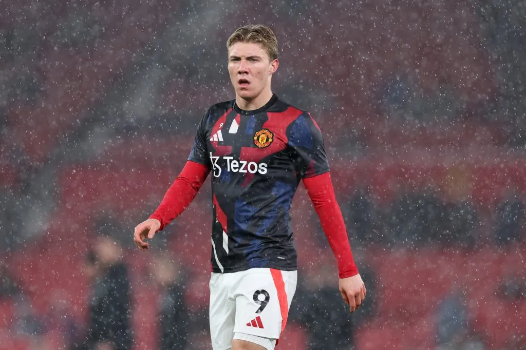 Hojlund pelo Manchester United. (Photo by Alex Livesey/Getty Images)