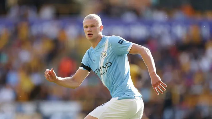 Erling Haaland em ação pelo Manchester City.