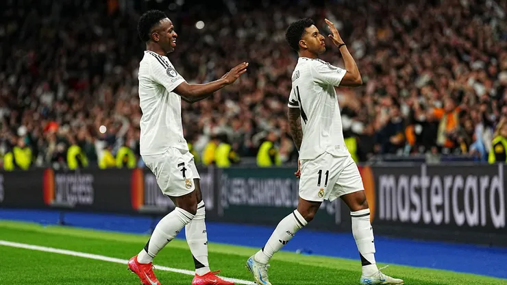 Vinicius Júnior e Rodrygo comemoram gol do Real Madrid