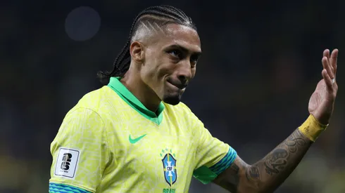 Raphinha durante jogo das Eliminatórias (Foto: Ricardo Moreira/Getty Images)