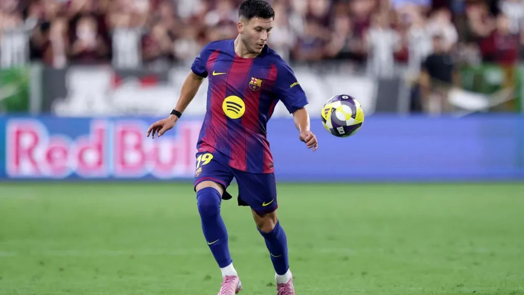 Roony Bardghji em campo pelo Barcelona durante o amistoso de medalhas. Foto: Paul Miller/Getty Images