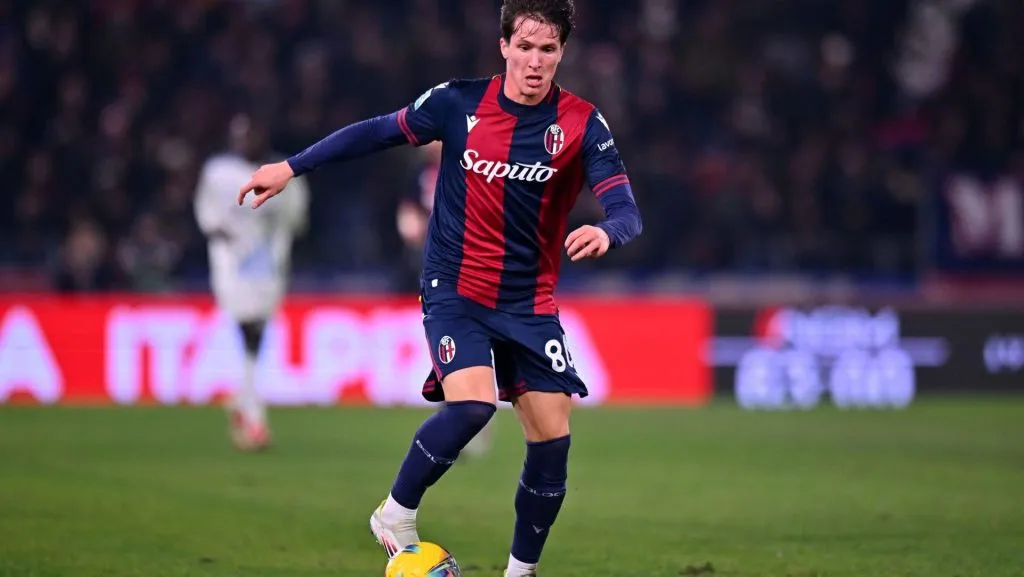 Giovanni Fabbian, do Bologna, durante a partida da Série A. Foto: &nbsp;Alessandro Sabattini/Getty Images