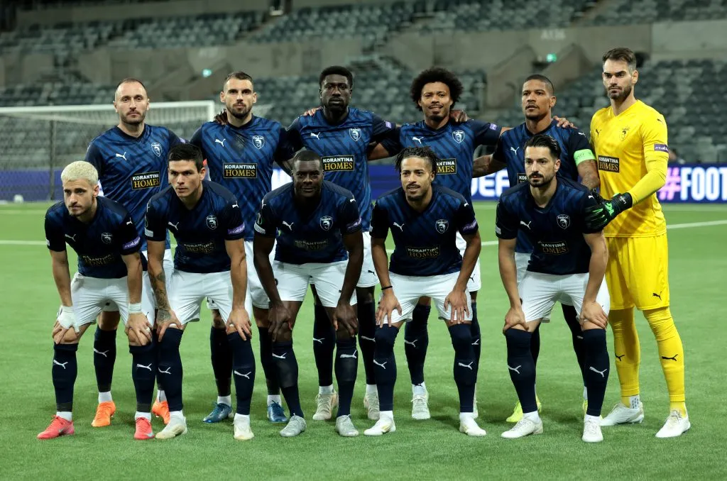 Jogadores do Pafos FC, que estarão na fase de liga (Foto: Michael Campanella/Getty Images