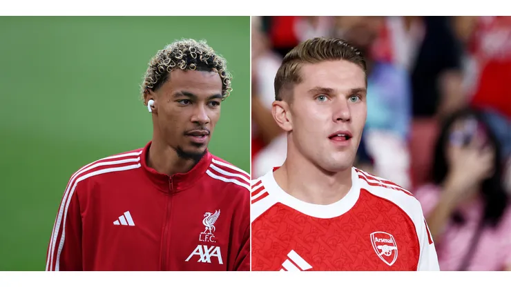 Hugo Ekitike, do Liverpool (Foto: Stu Forster/Getty Images) e Gyokeres, do Arsenal (Yong Teck Lim/Getty Images)