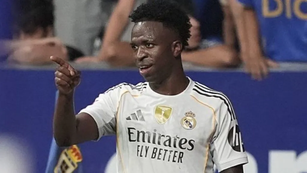 Vini Jr. em ação pelo Real Madrid. Juan Manuel Serrano Arce/Getty Images.