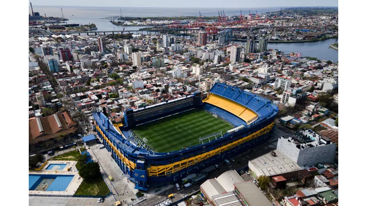 Vista aérea do estádio La Bombonera antes da partida da Liga Profissional de 2024 entre Boca Juniors e River Plate no Estádio Alberto J. Armando em 21 de setembro de 2024 em Buenos Aires, Argentina. Foto: Marcelo Endelli/Getty Images